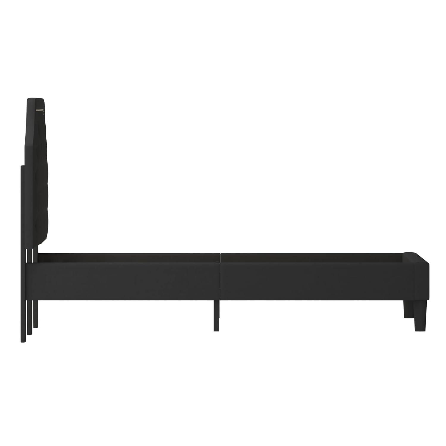 Flash Furniture Brighton Queen Size Tufted Upholstered Platform Bed in Black Fabric