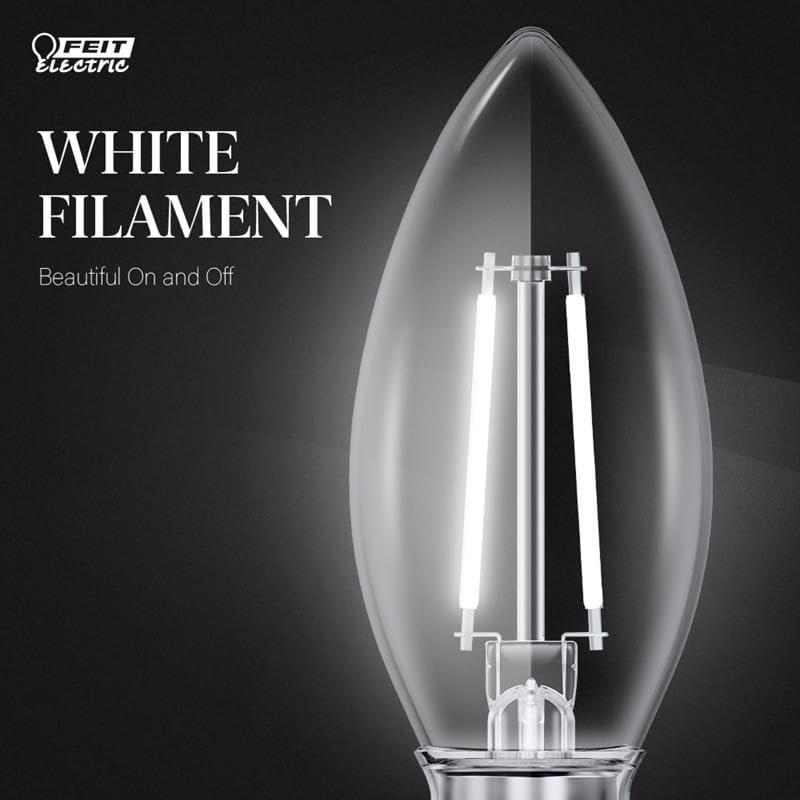Feit Electric BA10 E12 (Candelabra) Filament LED Bulb Daylight 60 Watt Equivalence 2 pk