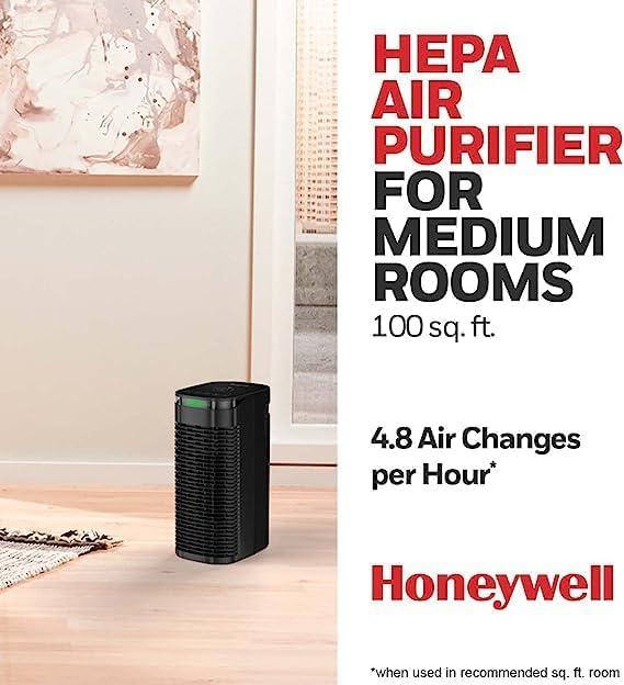 Portable Air Purifier For Medium Rooms (100 Sq Ft). Allergen Reducer For Wildfire/Smoke, Pollen, Pet Dander & Dust. Air Quality Indicator And Auto Mode