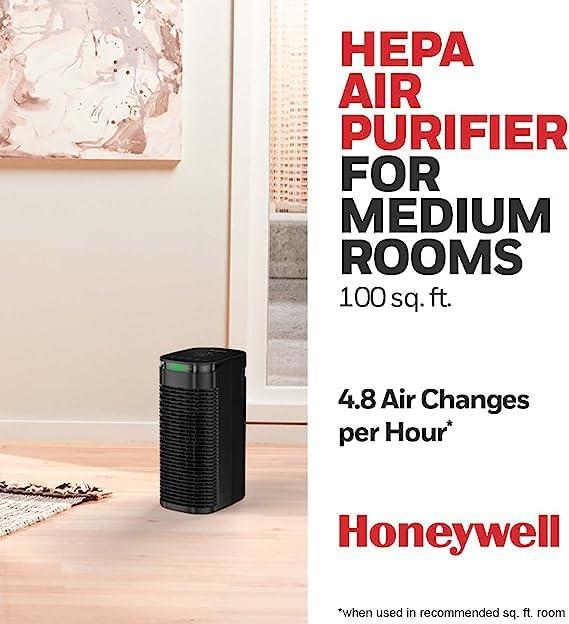 Portable Air Purifier For Medium Rooms (100 Sq Ft). Allergen Reducer For Wildfire/Smoke, Pollen, Pet Dander & Dust. Air Quality Indicator And Auto Mode
