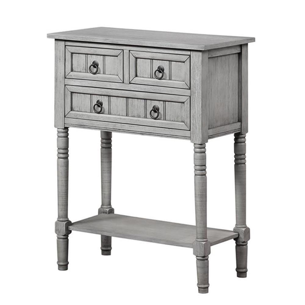 Covenience Concepts Kendra 3 Drawer Hall Table with Shelf, Wirebrush Light Gray