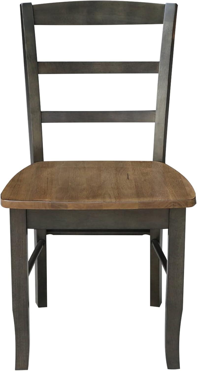 Set of 2 Madrid Ladderback Chairs Hickory/Washed Coal - International Concepts: Solid Wood, Unupholstered
