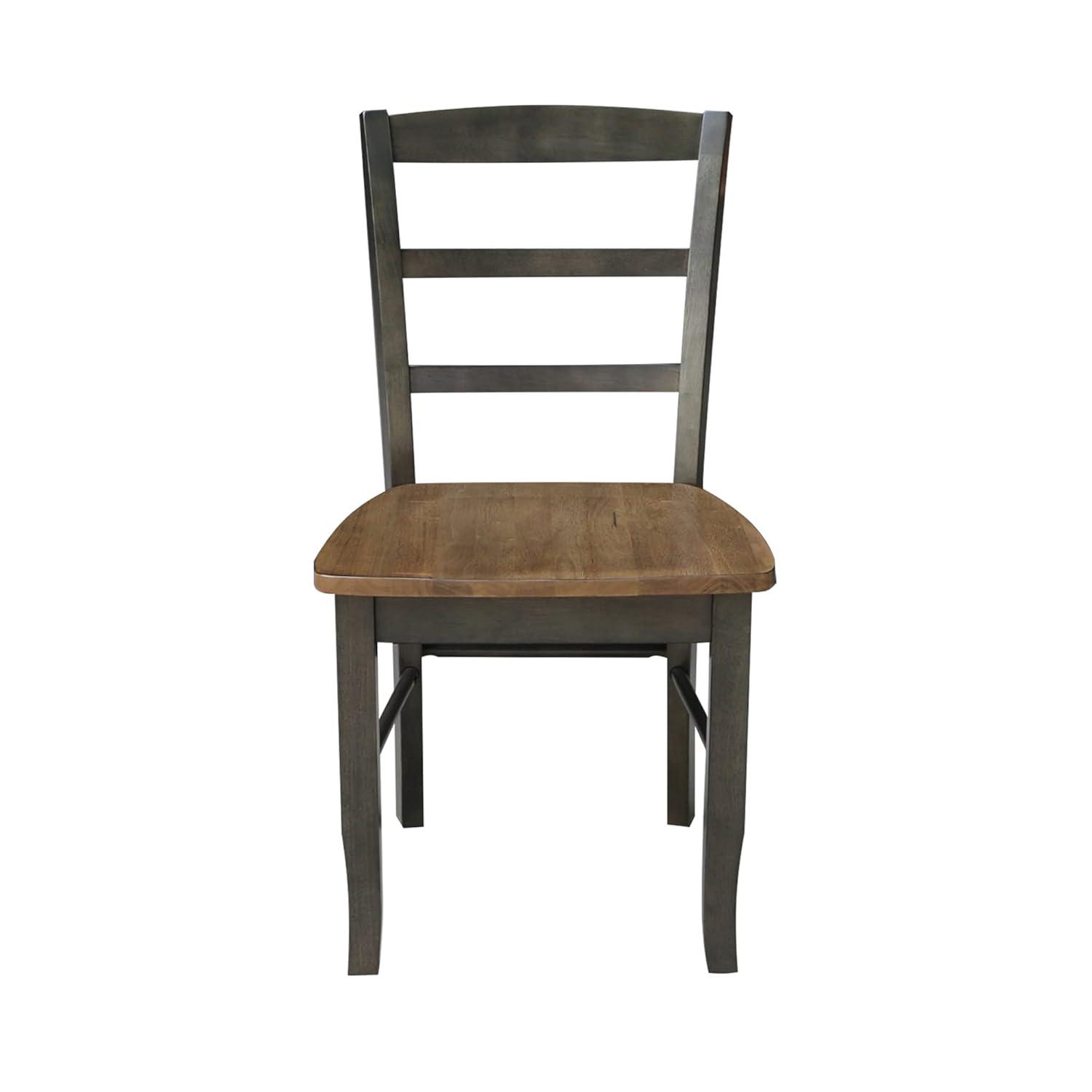 Set of 2 Madrid Ladderback Chairs Hickory/Washed Coal - International Concepts: Solid Wood, Unupholstered