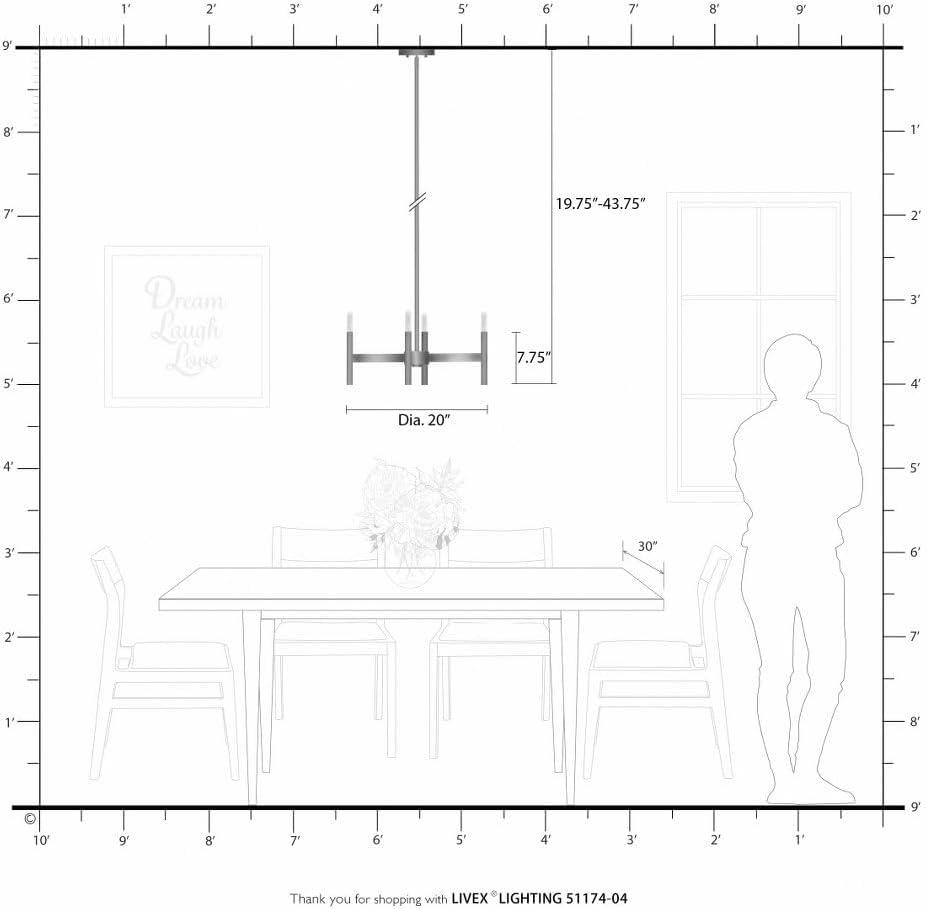 Livex Lighting Copenhagen 4 - Light Chandelier in  Satin Brass
