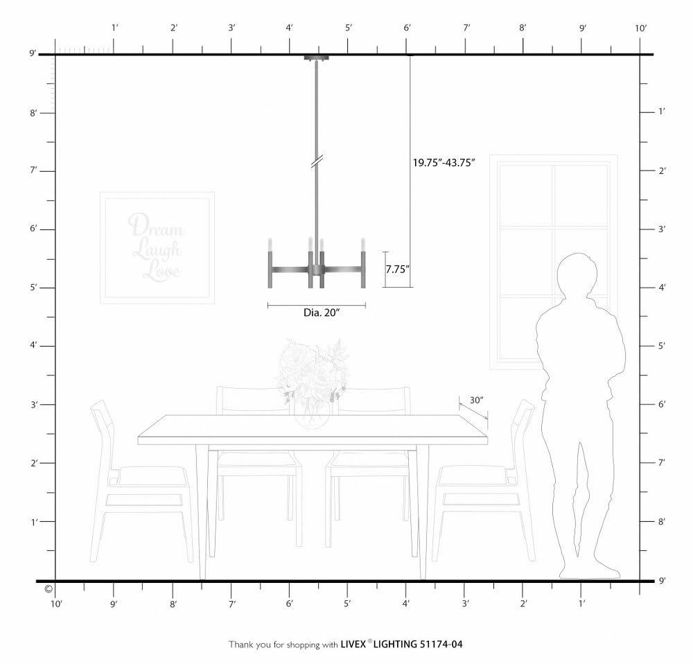 Livex Lighting Copenhagen 4 - Light Chandelier in  Satin Brass