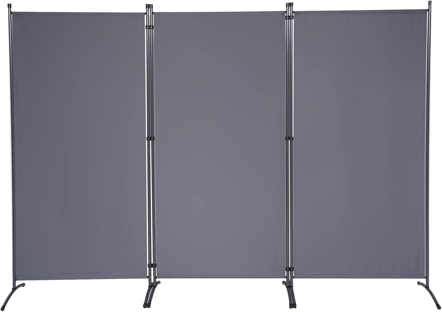 YASRKML Room Divider, 3 Panel Folding Privacy Screen for Office, Room Divider Screen Freestanding Partition Room Separators Fabric Panel 102"x71.3", Gray