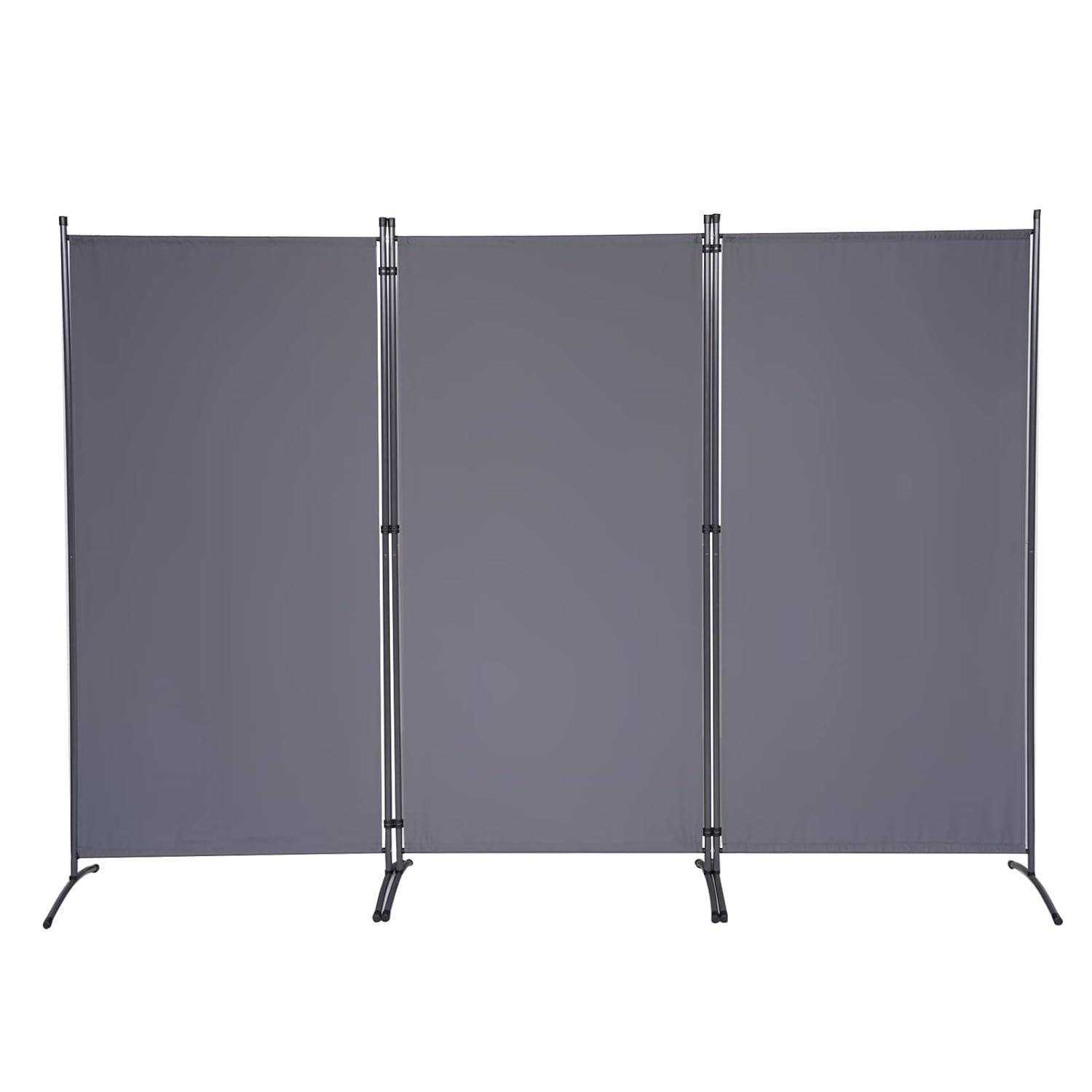 JVVMNJLK Indoor Room Divider,Portable Office Divider,Convenient Movable(3-Panel),Folding Partition Privacy Screen for Bedroom,Dining Room, Study,102" W x 19.7" D x 71.3" H,Dark Gray