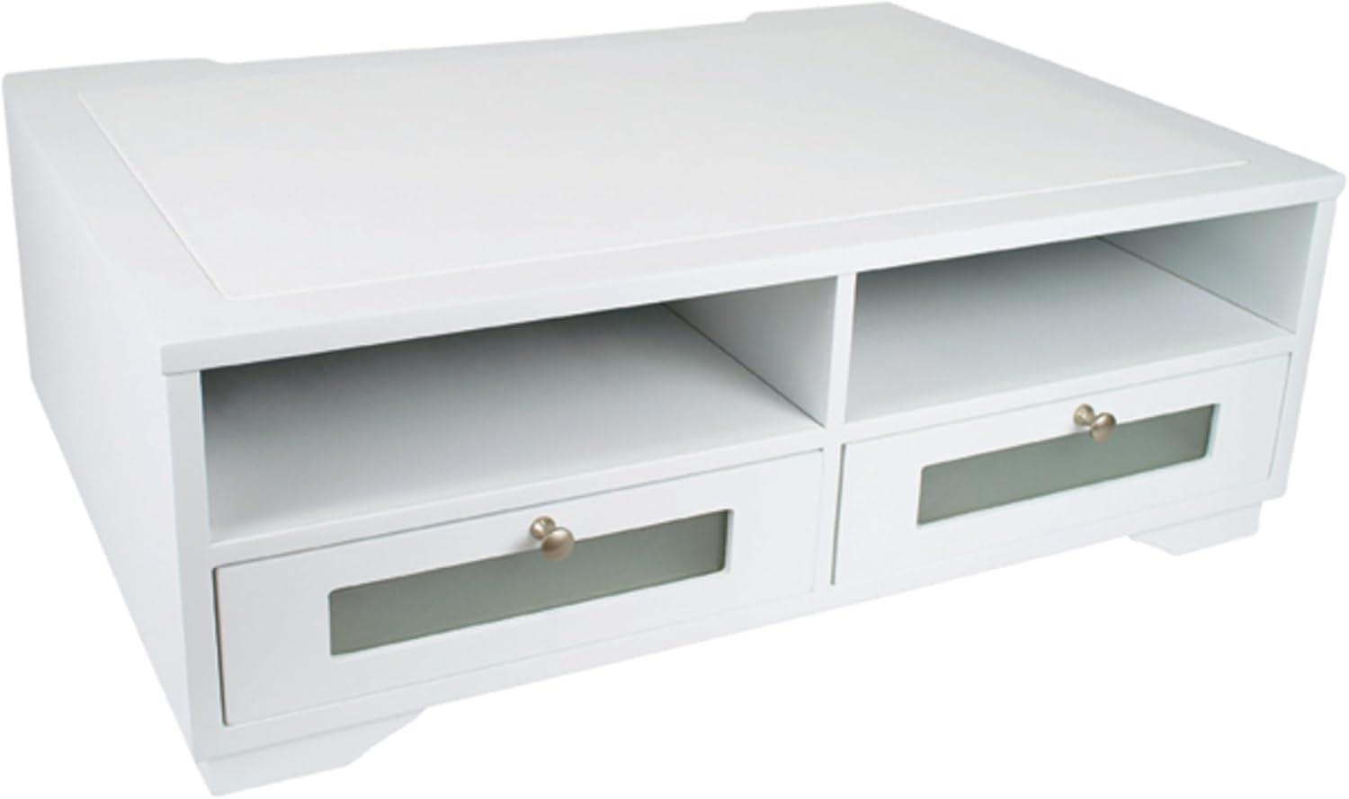 White Wood Printer Stand with Drawers and Shelves