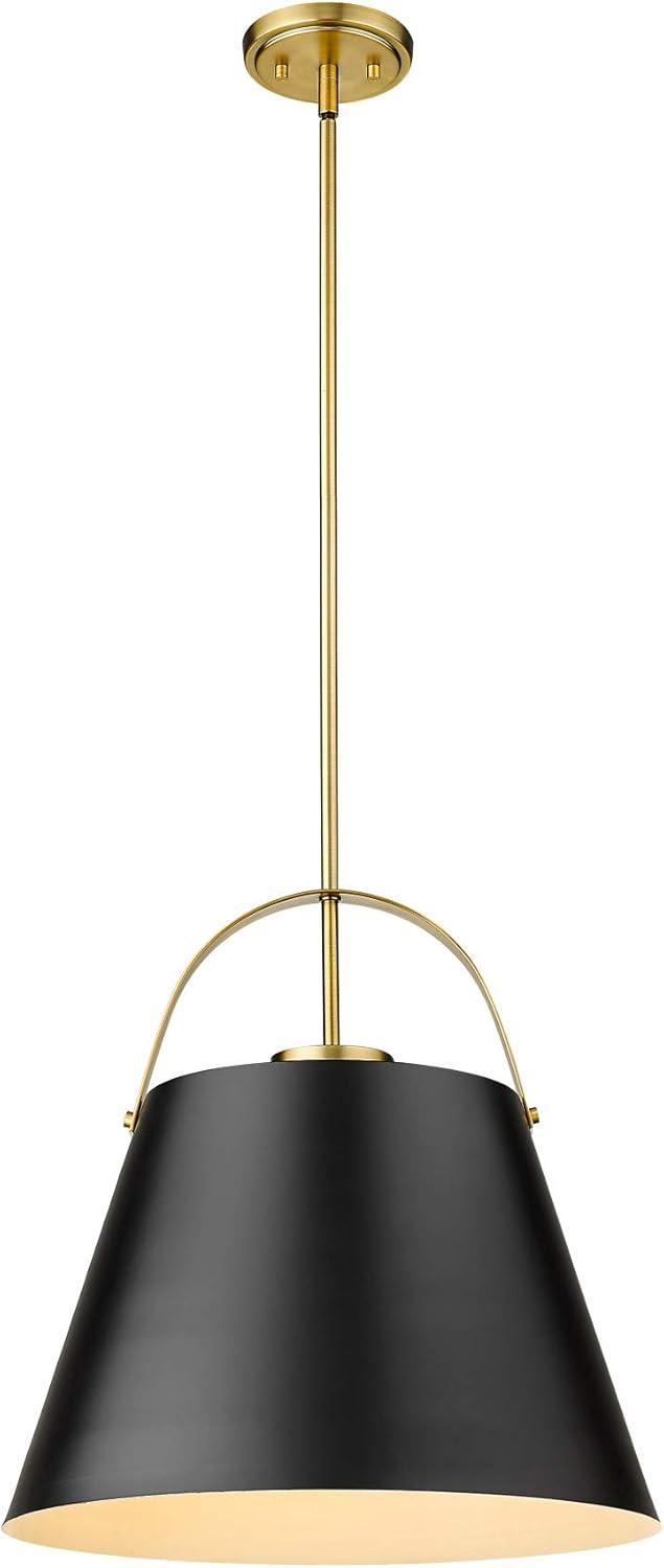 18" Matte Black and Heritage Brass Steel Pendant Light