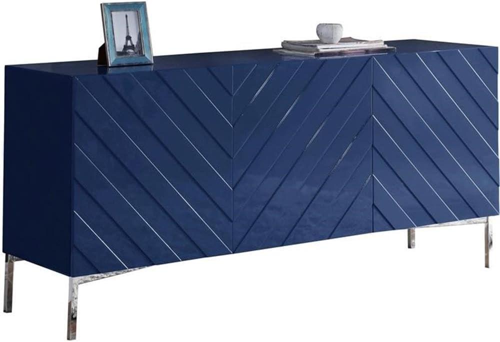 Meridian Furniture Collette Solid Wood Sideboard Buffet in Navy Lacquer