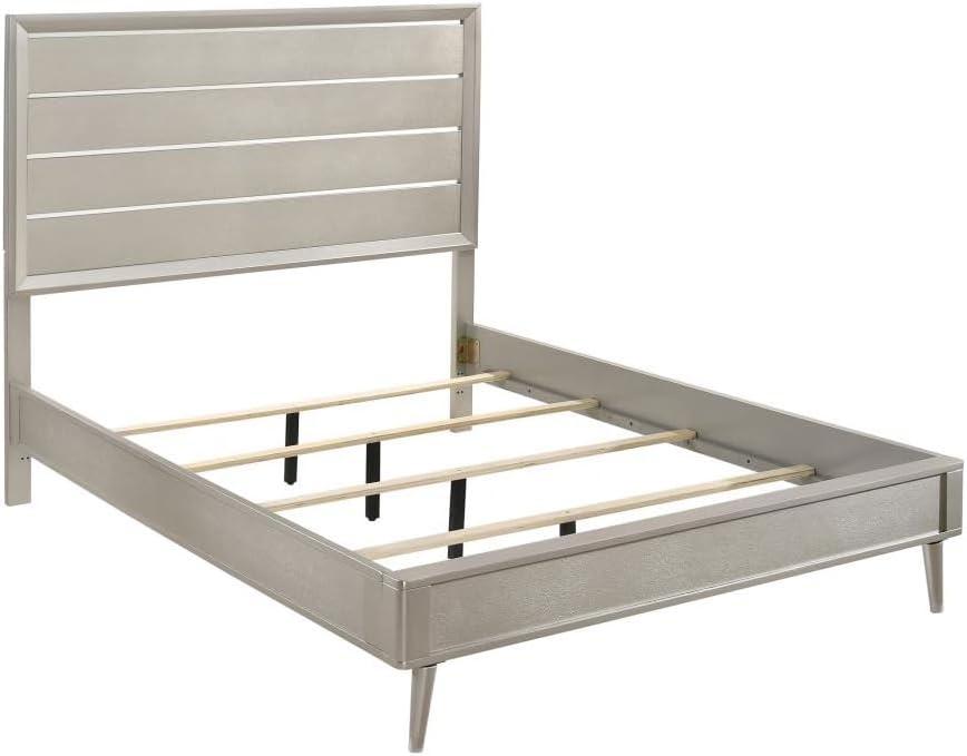 Coaster Ramon Contemporary Wood Queen Panel Bed Metallic Silver