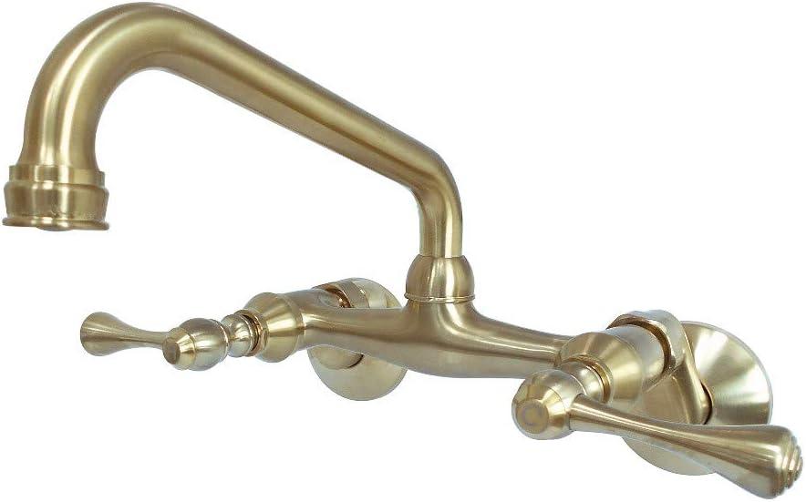 Kingston Brass Kingston Double-Handle 2-Hole Wall-Mount Bridge Kitchen Faucet