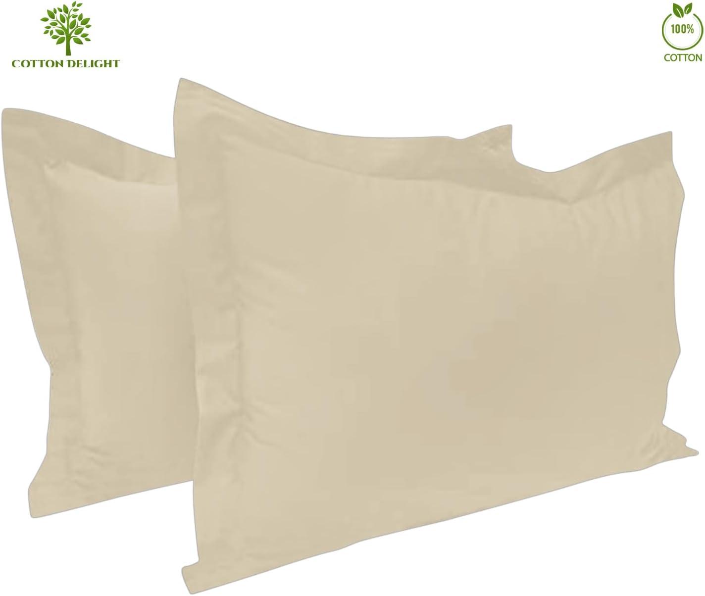 Ivory Cotton-Polyester Embroidered Standard Pillow Shams, 2-Pack