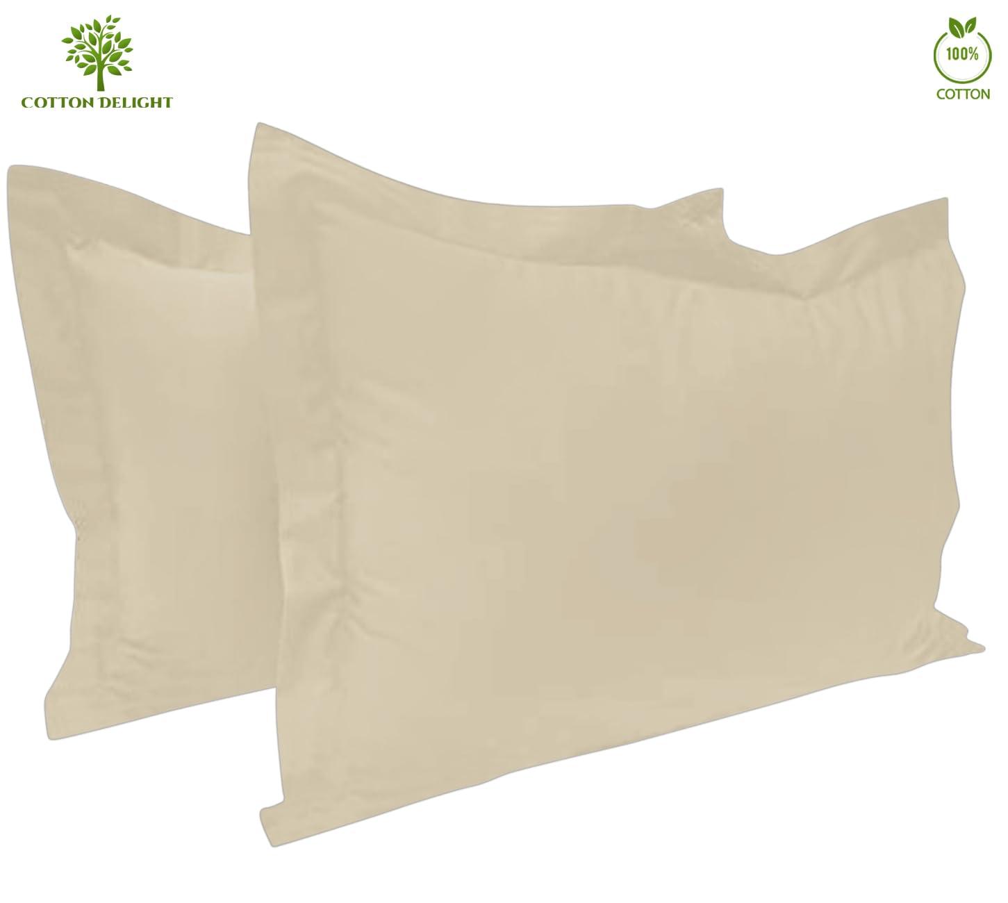 Cotton Delight Standard Pillow Shams Set of 2 - Ivory 100% Natural Cotton, 600 Thread Count Premium Covers With 2 Inch Flange, 20 x 26 Inch