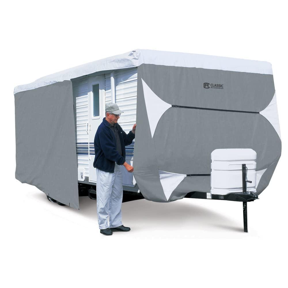 PolyPRO III Gray and White Travel Trailer Cover with UV Protection