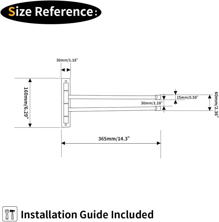 Brushed Stainless Steel 2-Arm Wall Mounted Swing Towel Bar