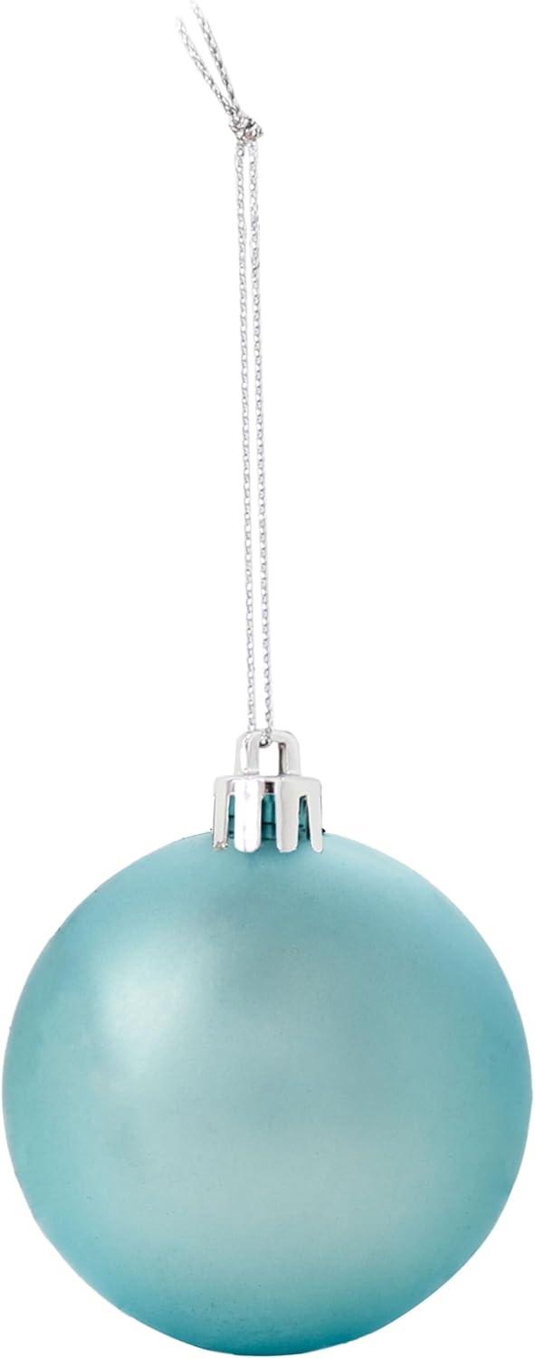 Turquoise and Blue Shatterproof Plastic Christmas Ornament Set, 24 Count