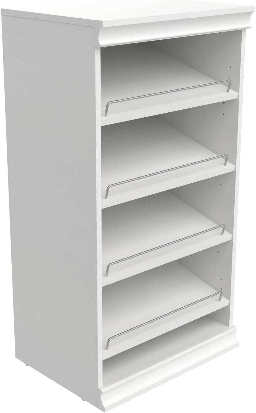 White Stackable Wood and Metal Shoe Shelf Unit