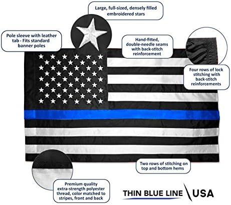 3' x 5' Thin Blue Line American Flag in Durable Nylon