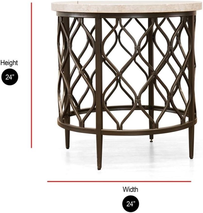 Roland End Table Faux Marble and Metal - Steve Silver Co.: Transitional Style, Round Side Table with Veneer Finish