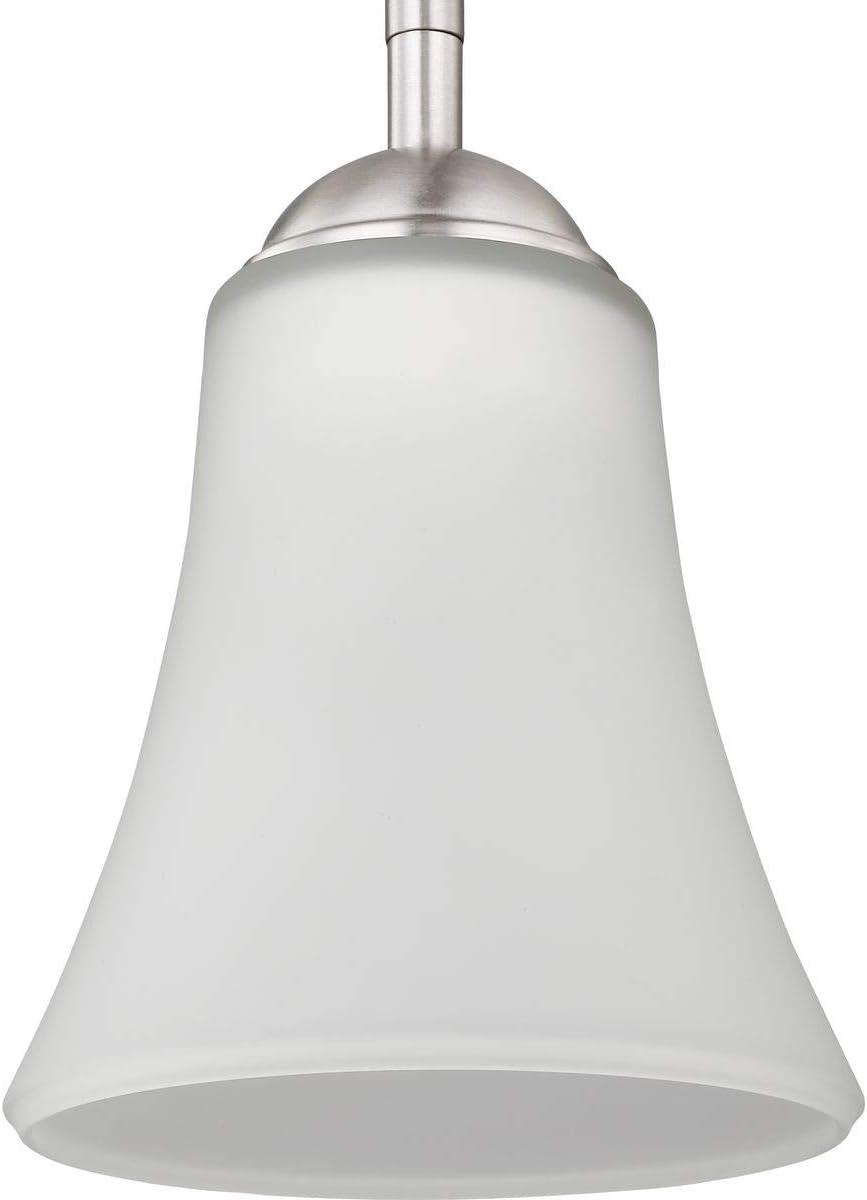 Progress Lighting, Angelic, 1-Light Mini-Pendant, Brushed Nickel, Etched Glass Shade