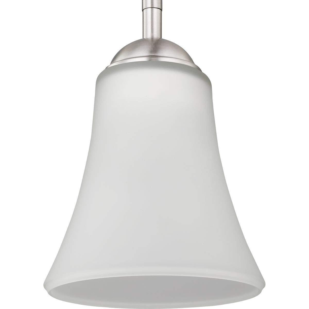 Progress Lighting, Angelic, 1-Light Mini-Pendant, Brushed Nickel, Etched Glass Shade