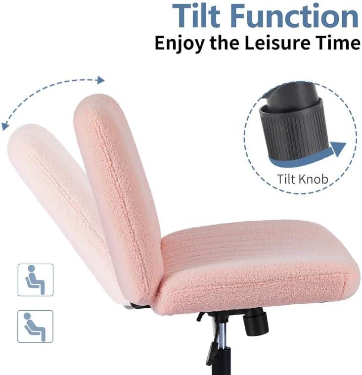 FDW Criss Cross Chair Armless Office Chair No Wheels Modern Swivel Height Adjustable Ergonomic Desk Chair With Wide Seat Computer Task Vanity Chair For Home Office