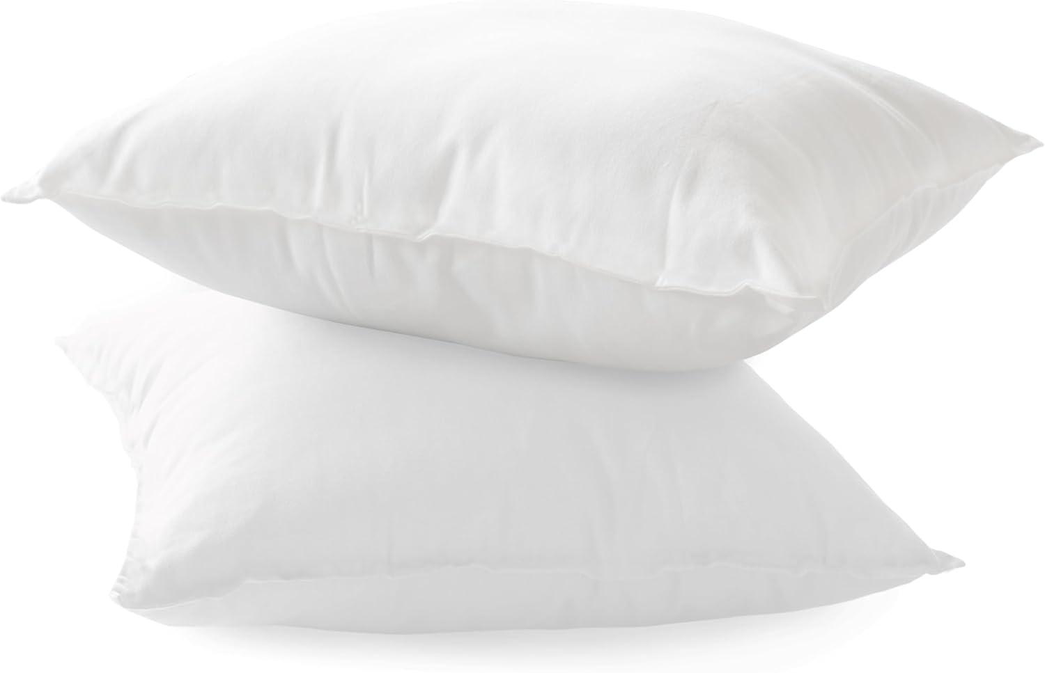 White Square Polyester Gel Fiber Throw Pillow Inserts, 12x12 Inch, Set of 2