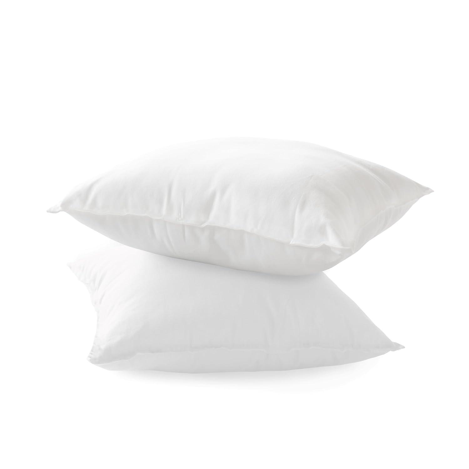 Elegant Comfort Set of 2 Poly-Cotton Shell Siliconized Fiber Filling 2 Pack Throw Inserts Sofa Bed and Couch Indoor Decorative Pillows, 12x12 Inch - Pack of 2, White 2 Count