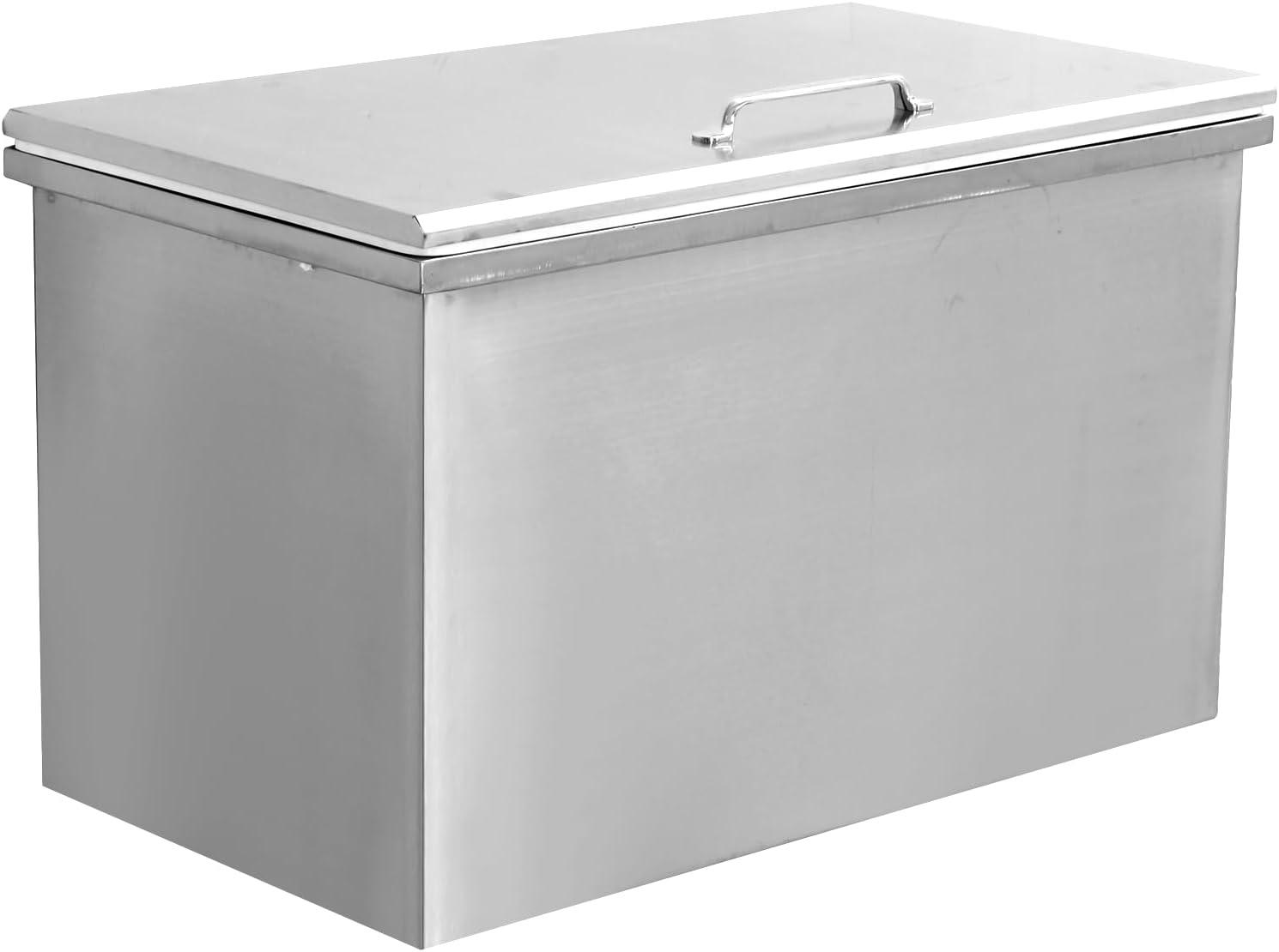 Drop in Ice Chest, Ice Cooler with 304 Stainless Steel Cover Drop in Ice Bin Included Drain-Pipe and Drain Plug for Cold Wine Beer