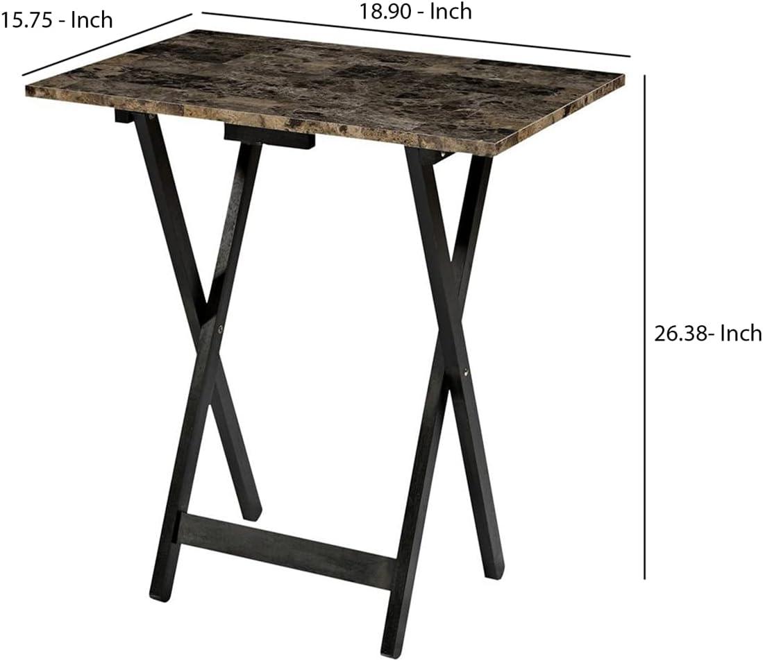 LeCeleBee Home Decor Tray Table Set, Faux Marble, Brown