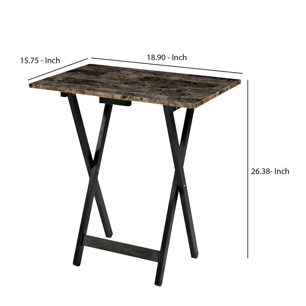LeCeleBee Home Decor Tray Table Set, Faux Marble, Brown
