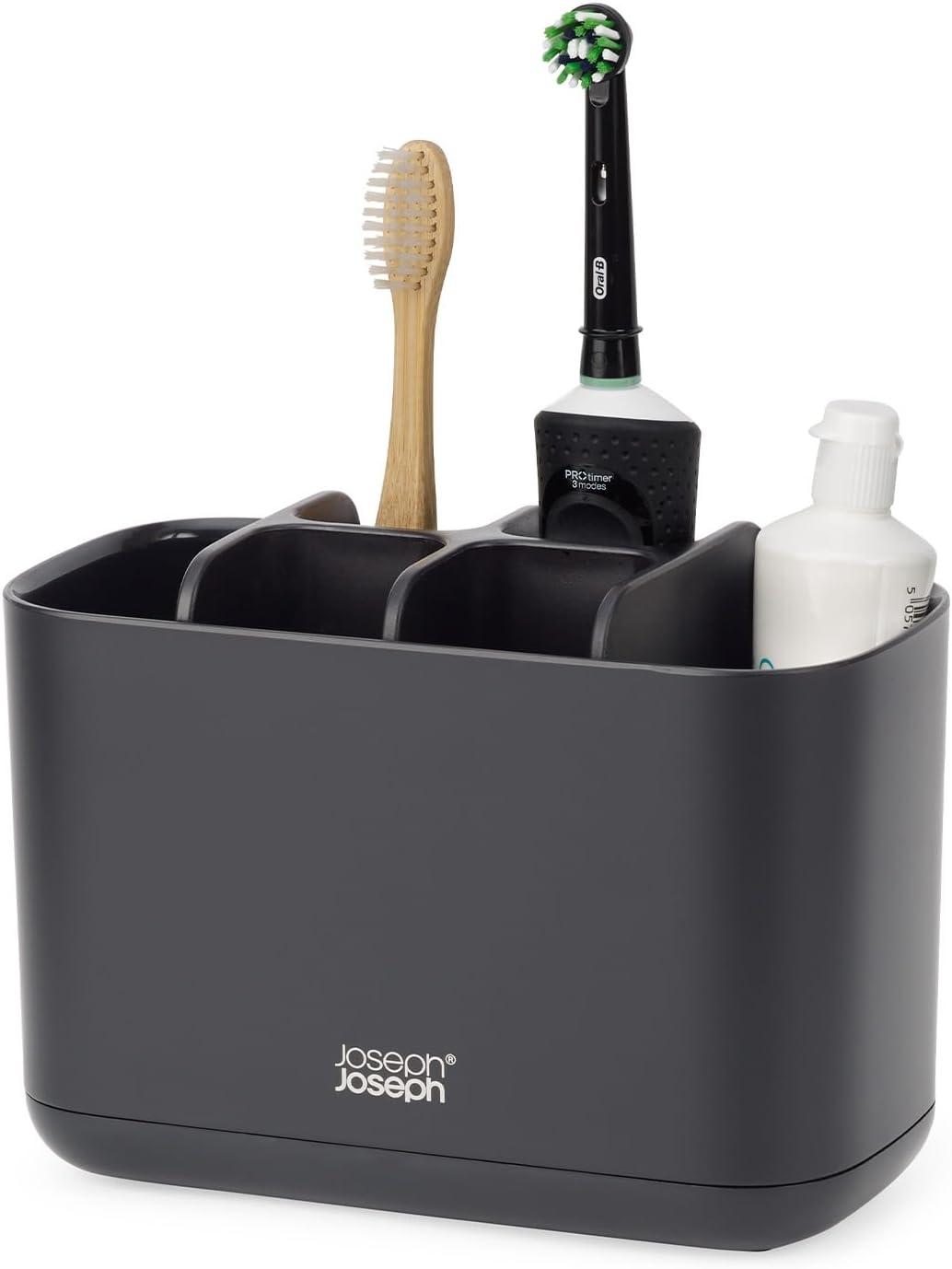 Large Black EasyStore Toothbrush Holder with Dividers