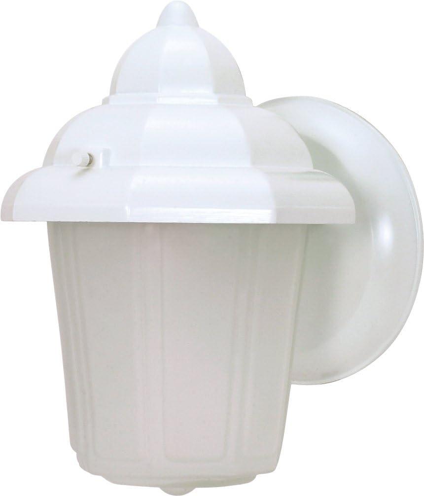 White Metal Outdoor Wall Lantern with Satin Frosted Glass