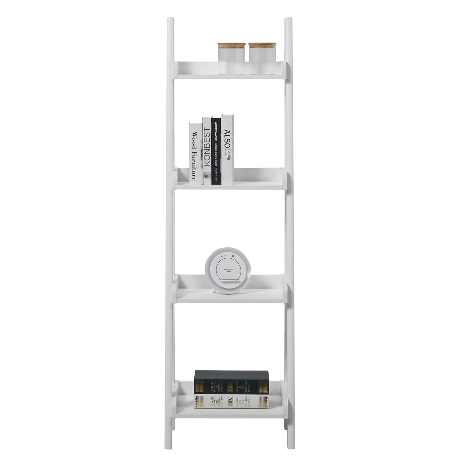 Realspace® 60"H 4-Shelf Narrow Ladder Bookcase, White