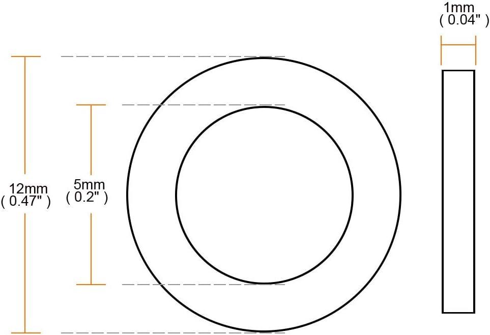 5 x 12 x 1mm O-Ring Hose Gasket Flat Rubber Washer Lot for Faucet Grommet 10pcs