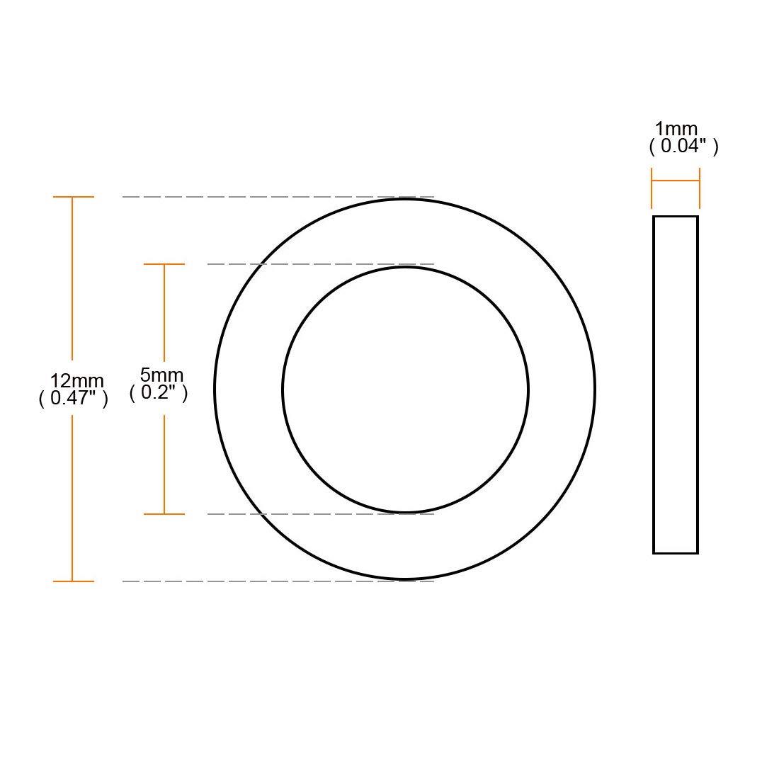 5 x 12 x 1mm O-Ring Hose Gasket Flat Rubber Washer Lot for Faucet Grommet 10pcs