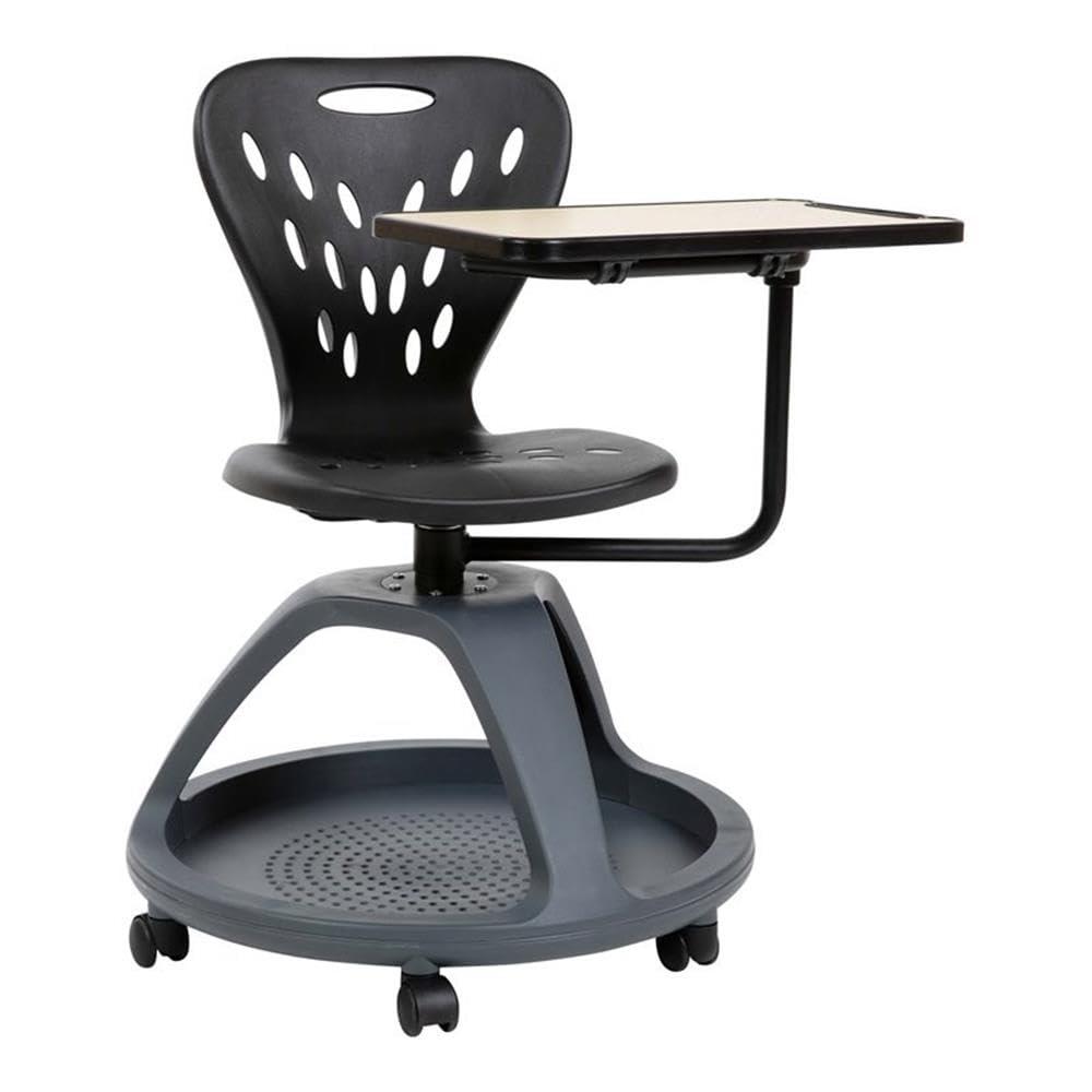 Flash Furniture Mobile Desk Chair with 360° Tablet Rotation and Storage Cubby