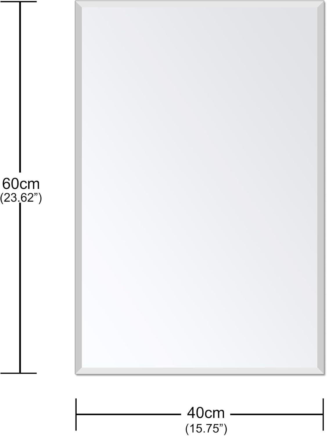 Ruomeng Rectangle Wall Mirror Frameless Bathroom Mirror 16” x 24" Beveled Edge Mirror for Vanity and Entryway
