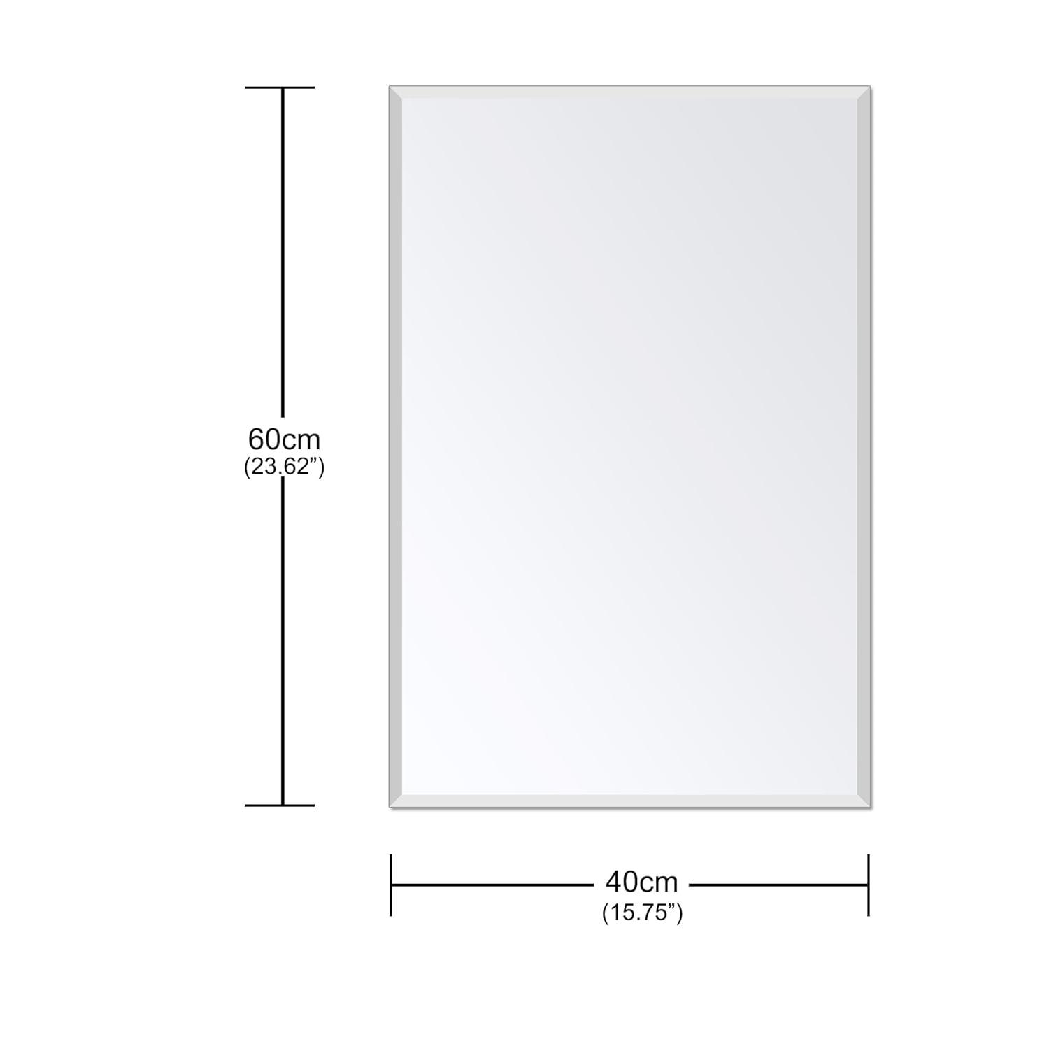 Ruomeng Rectangle Wall Mirror Frameless Bathroom Mirror 16” x 24" Beveled Edge Mirror for Vanity and Entryway