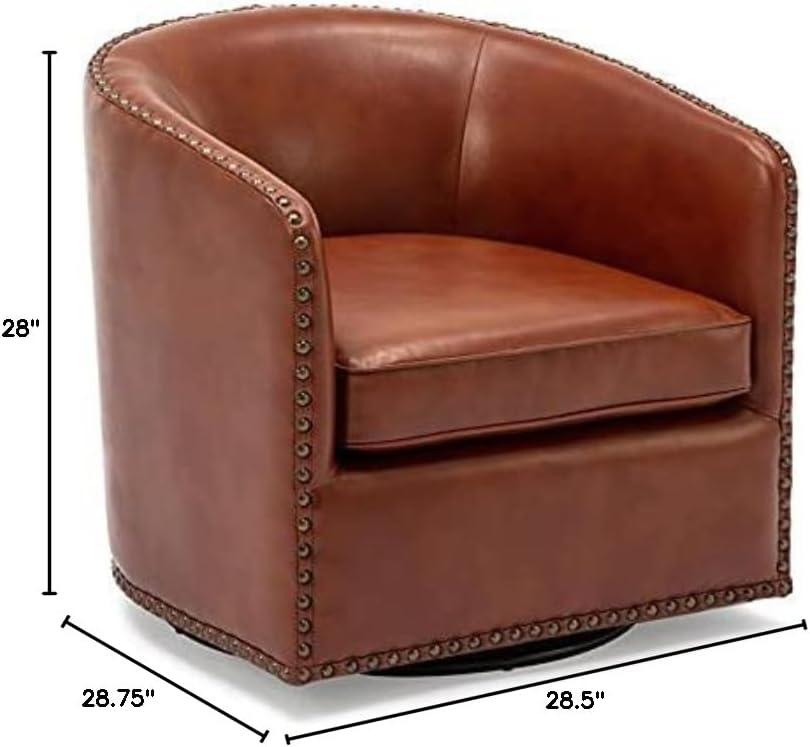 Comfort Pointe Tyler Swivel Arm Chair Caramel: Upholstered Faux Leather, Metal Legs, No Assembly Required