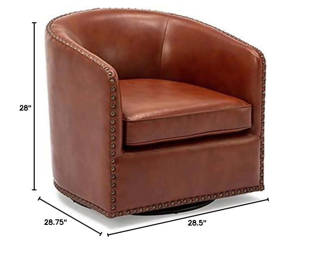 Comfort Pointe Tyler Swivel Arm Chair Caramel: Upholstered Faux Leather, Metal Legs, No Assembly Required