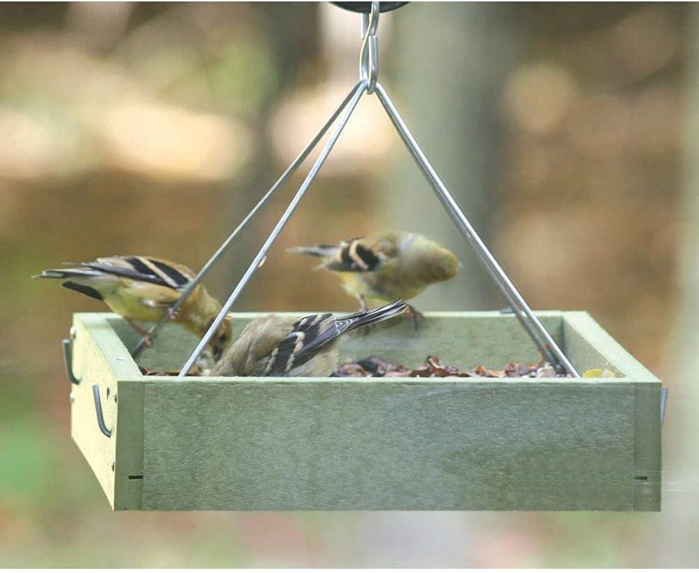 Small Green Recycled Hanging Tray Bird Feeder