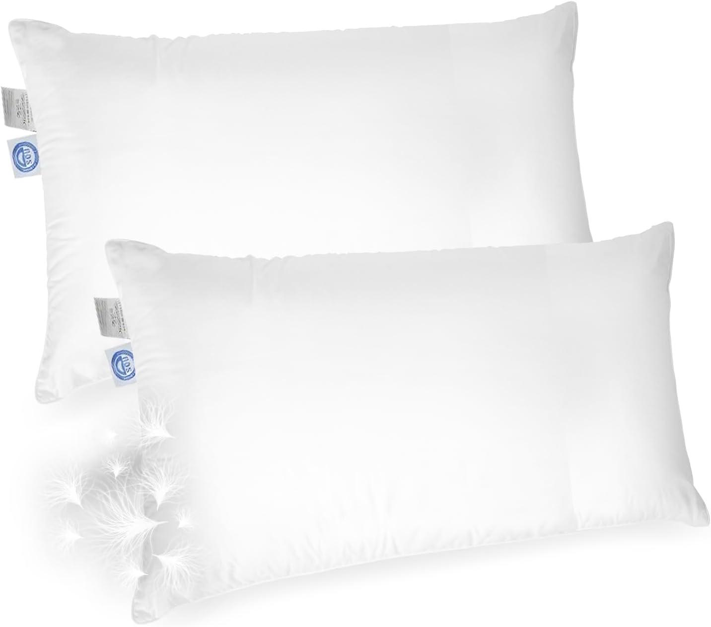 King Size White Goose Down Medium Firmness Pillow Set