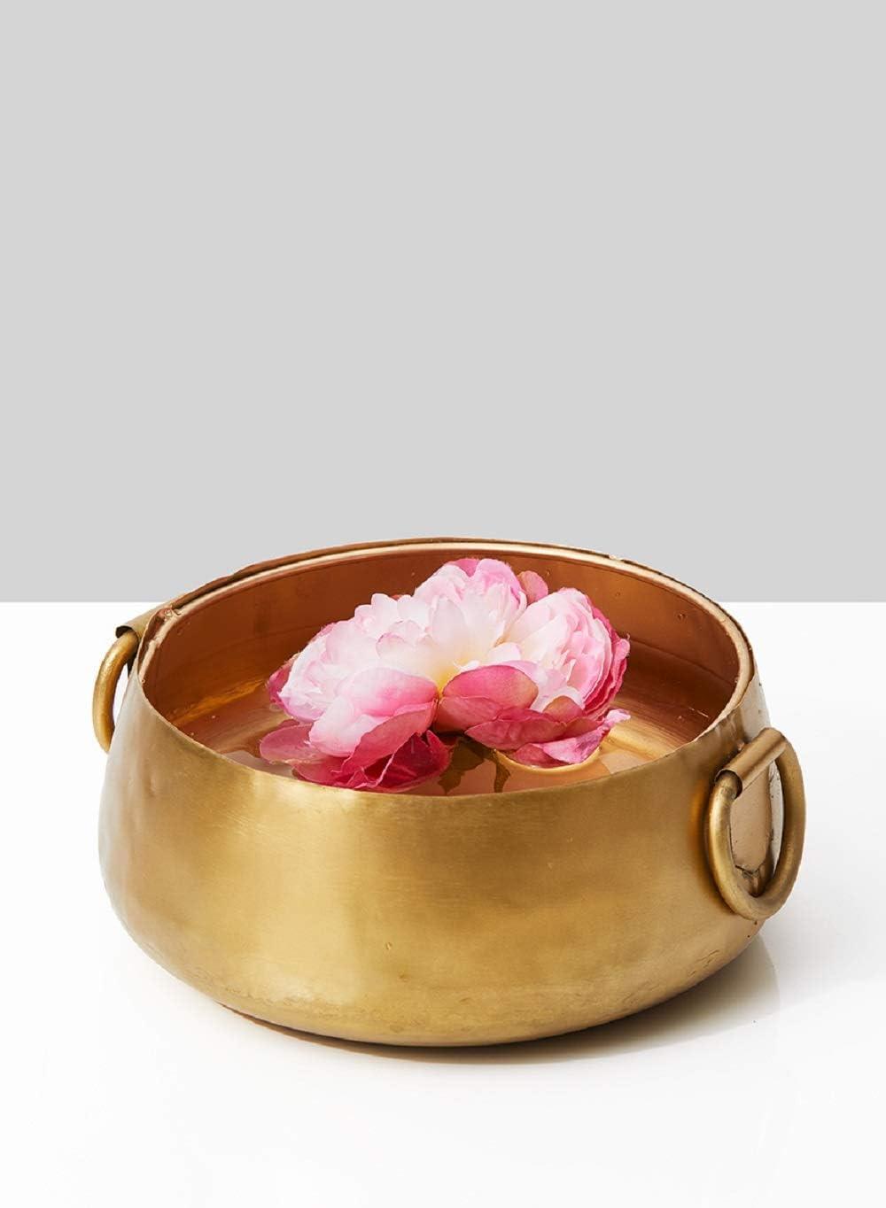 Gold Iron Handi Bowl with Handles, 9" Diameter