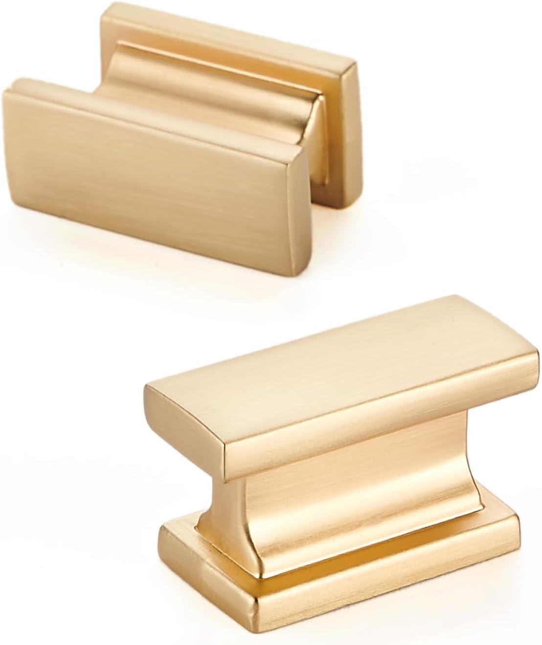 Brushed Gold Square Cabinet Knobs with Mounting Hardware