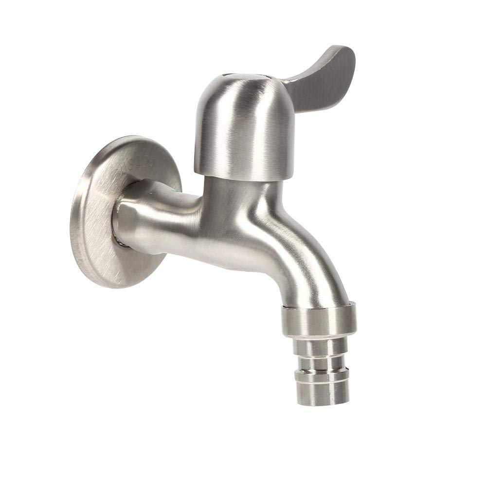 ViaGasaFamido Single Handle Cold Faucet Garden Tap 304 Stainless Steel Outside Wall Mounted Water Faucet for Laundry Bathroom Washing Machine Mop Pool Tub(#1)