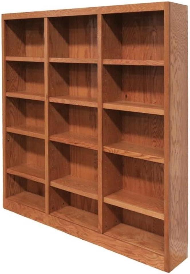 Bowery Hill 72" Tall 15-Shelf Triple Wide Wood Bookcase in Dry Oak