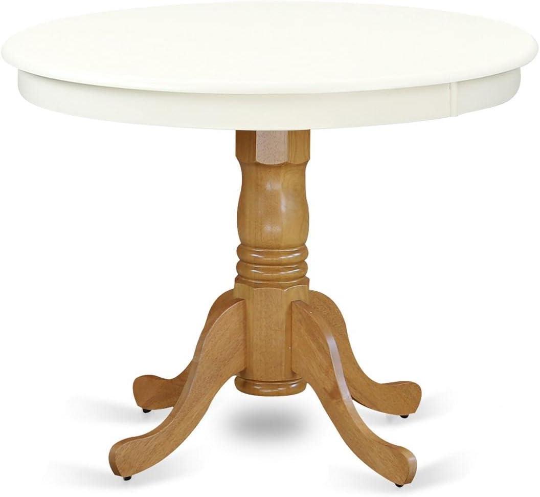 36 in. Antique Round Dining Table - Linen White & Oak