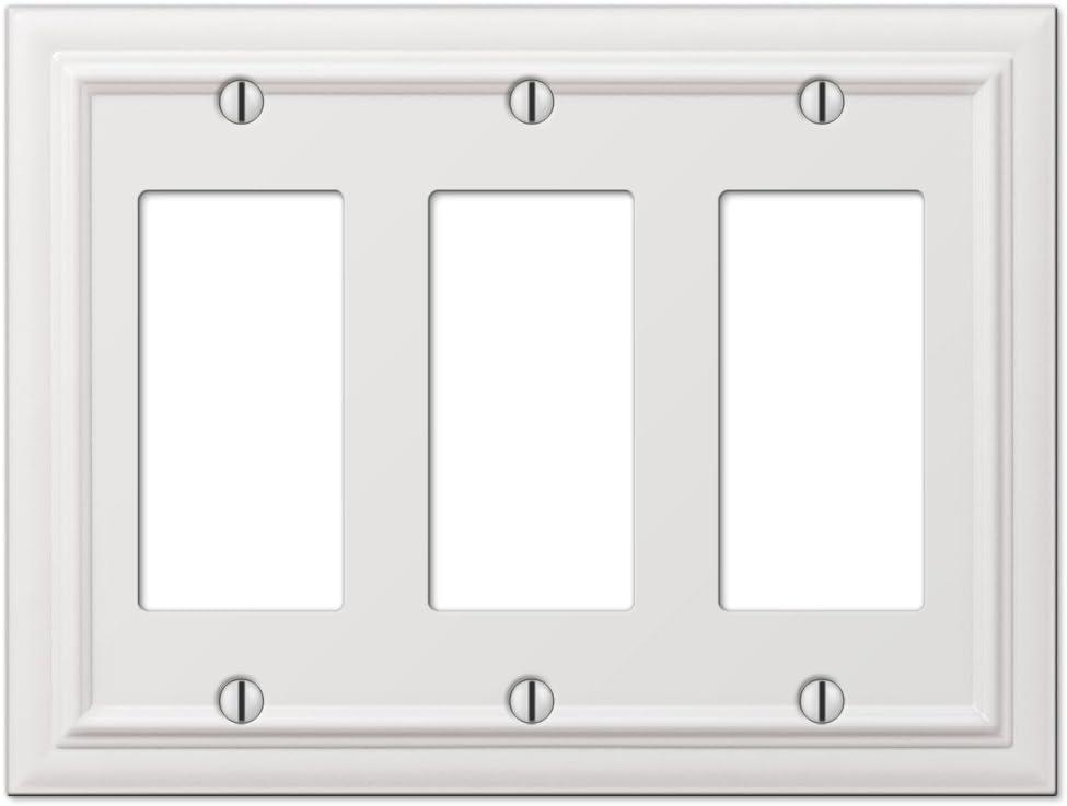 Amerelle 94RRRW Continental Wallplate, 3 Rocker, Cast Metal, White, 1-Pack